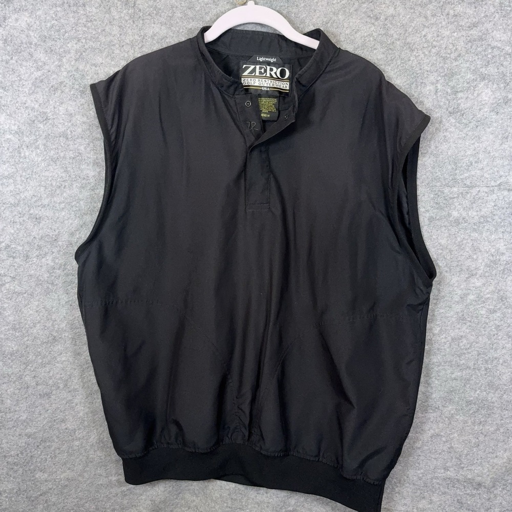 Zero Restriction Lightweight Vest Men Sz M Black Windbreaker Pockets Golf